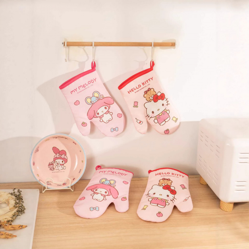 Oven Mitt Silicone - 헬로키티 쿠로미 실리콘 장갑 두꺼운 장갑,