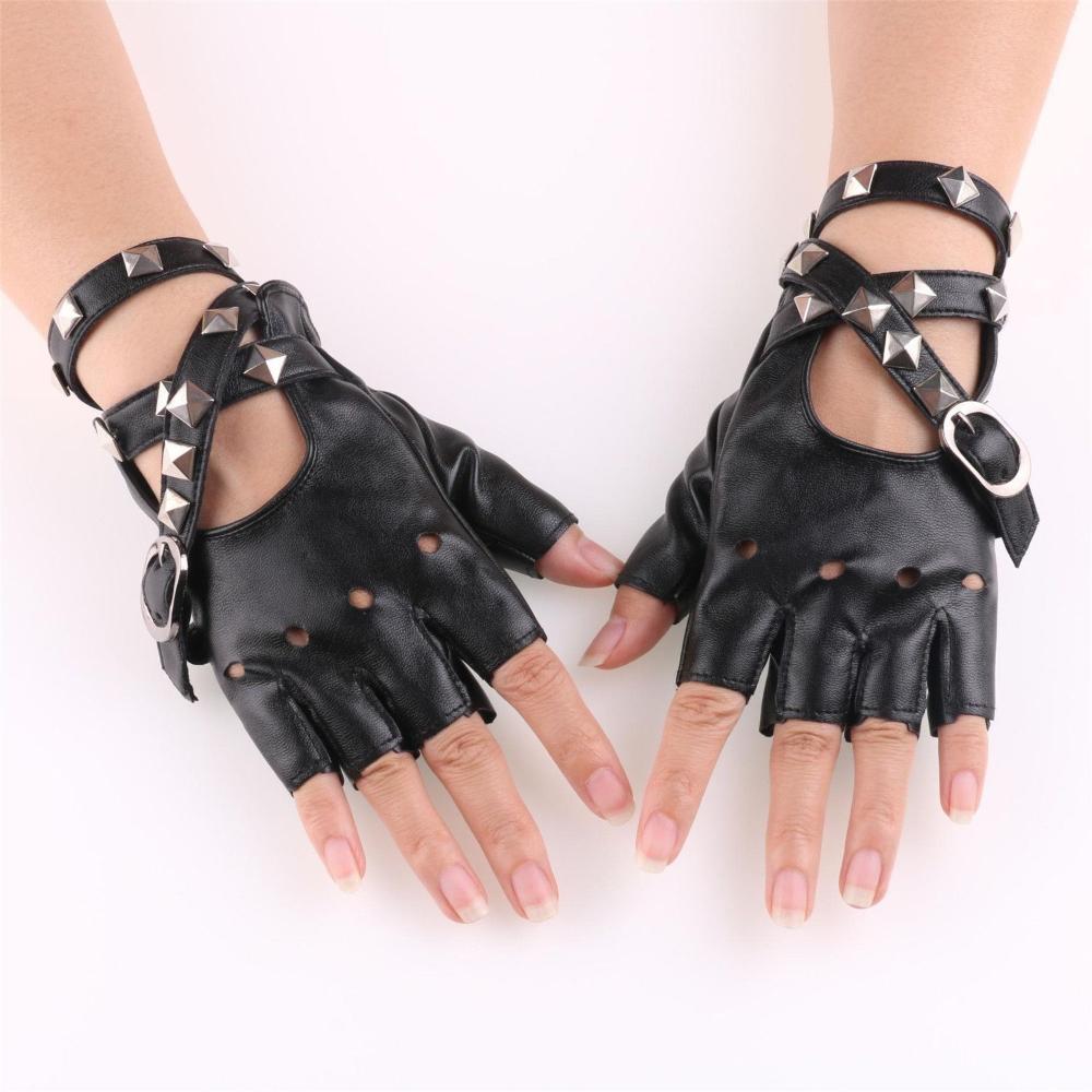 Leather Driving Glove - 유니섹스 핑거리스 드라이빙 PU 가죽 장갑,