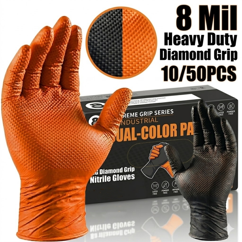 Nitrile Mechanic Glove - 헤비 듀티 오렌지 니트릴 장갑 8mil