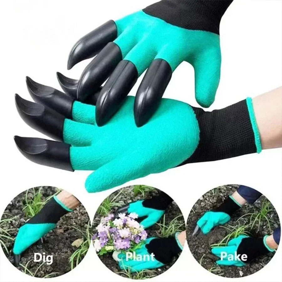 Gardening Glove Waterproof - 손톱이 있는 1쌍의 정원용 장갑, 방수