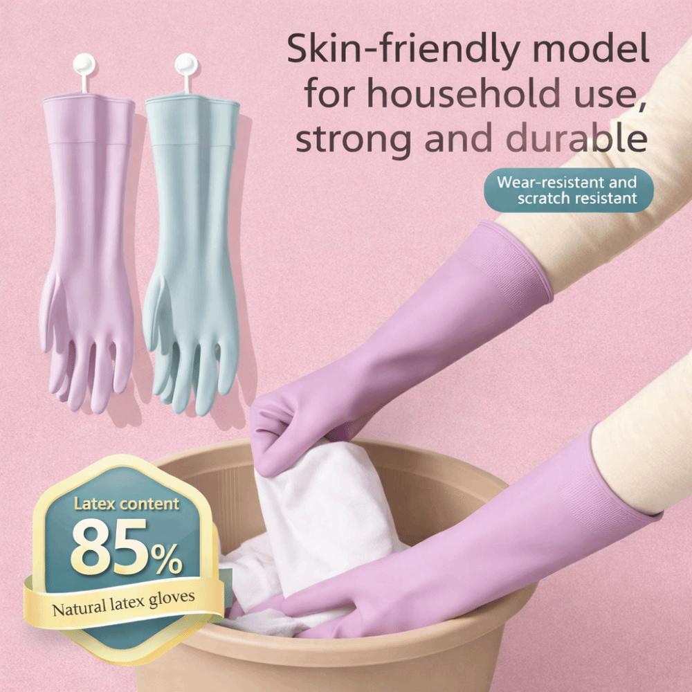 Dish Glove Rubber - 면 라이너가 있는 라텍스 식기 세척