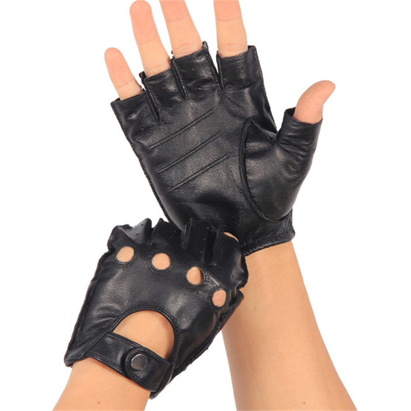 Leather Driving Glove - 하이 퀄리티 진짜 가죽 세미 핑거