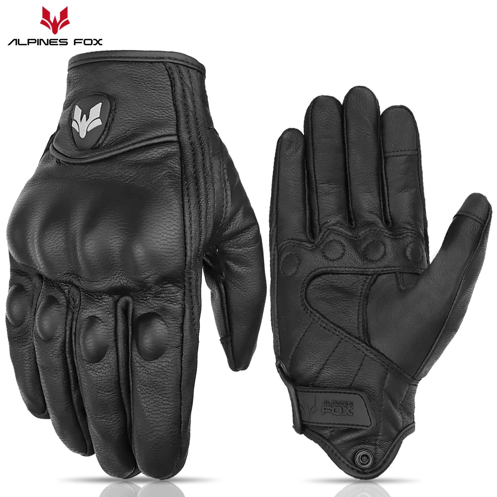 Motorcycle Glove Knuckle - 유니섹스 빈티지 가죽 오토바이 장갑 -