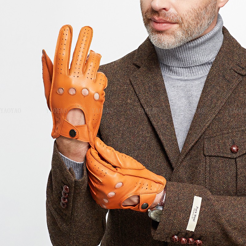 Leather Driving Glove - 남성용 진짜 가죽 장갑, 진짜 양가죽,