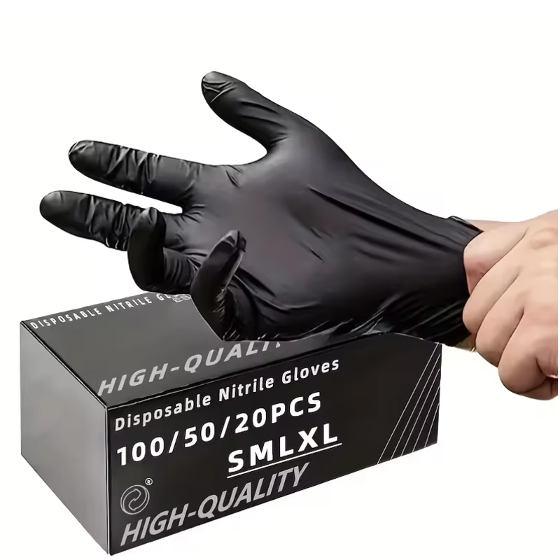 Nitrile Mechanic Glove - 100/50/20PCS 검은 니트릴 장갑 미용 방수