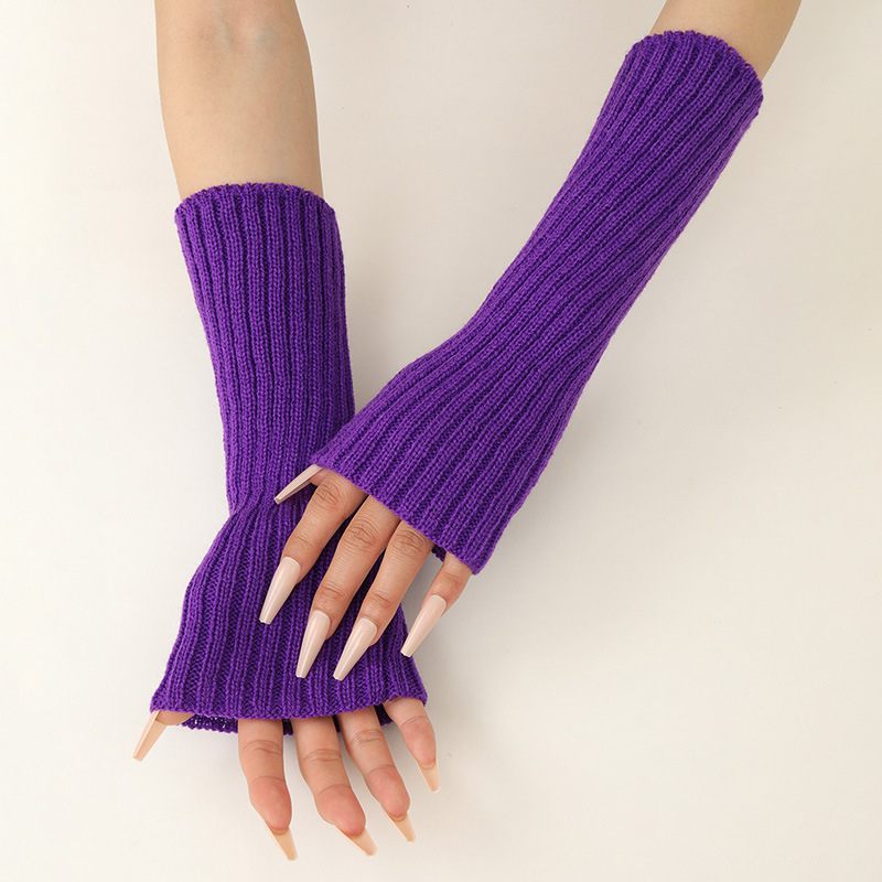 Fingerless Glove Knit - 여자 다채로운 따뜻한 니트 팔 슬리브