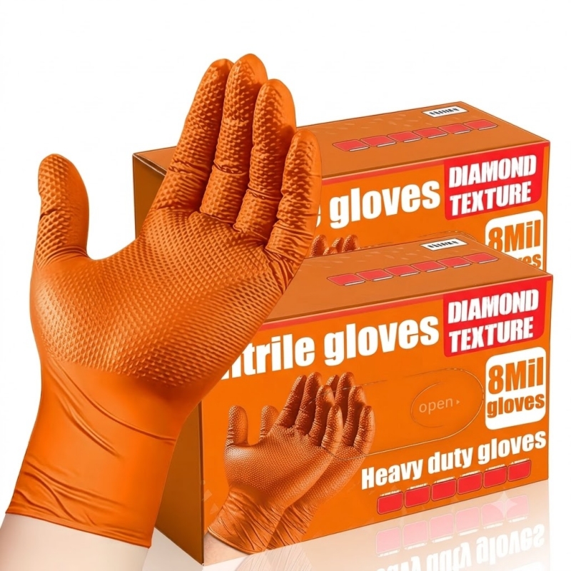 Nitrile Mechanic Glove - 헤비 듀티 오렌지 니트릴 장갑 8mil