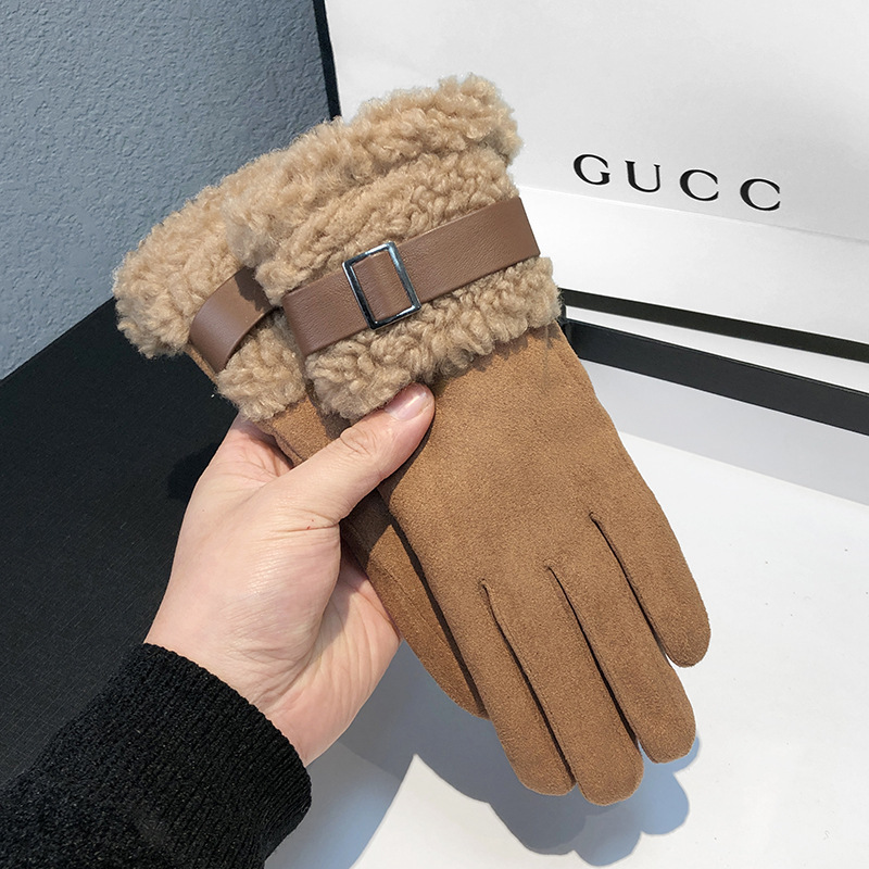 Wool Glove Lined - 여성용 겨울 장갑 두꺼운 따뜻한 양털