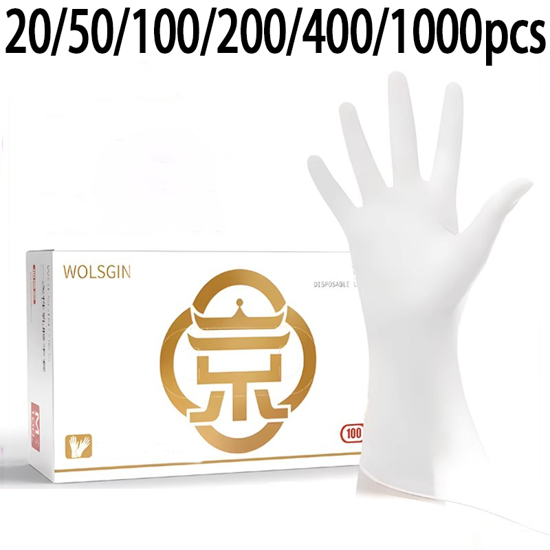 Latex Disposable Glove - 20/50/100/200/400/1000개 일회용 흰색 니트릴 장갑, 청소,