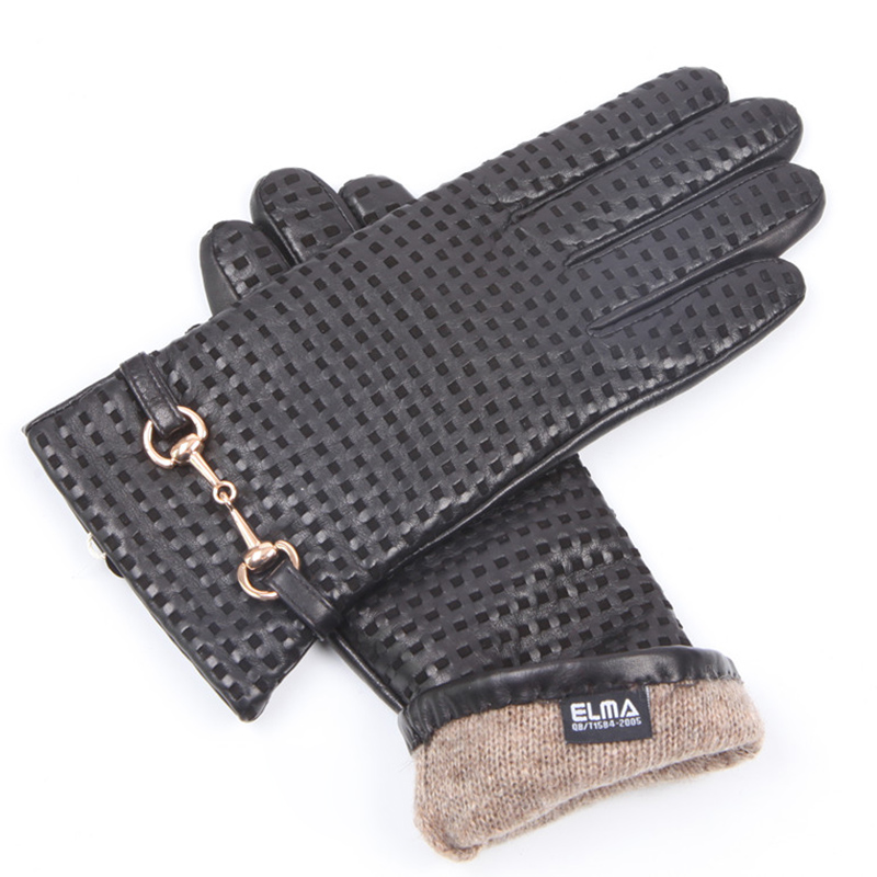 Wool Glove Lined - 가을 겨울 진짜 가죽 장갑 여성