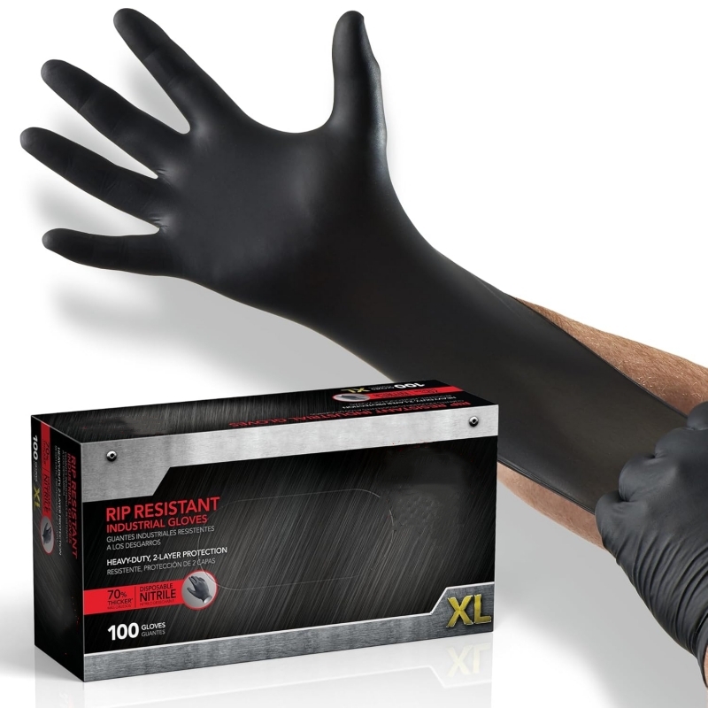 Nitrile Mechanic Glove - 100개입 블랙 니트릴 장갑 일회용 라텍스