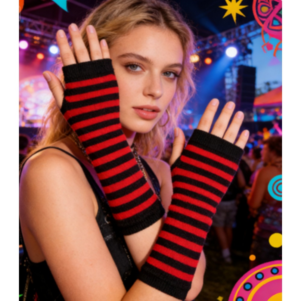 PESENAR 레드 블랙 스트라이프 핑거리리스 장갑 할 - Fingerless Glove Knit 리뷰 및 가격