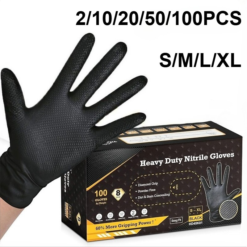 2-100PCS 8밀 헤비 듀티 산업용 블랙 니트릴 장 - Nitrile Mechanic Glove 리뷰 및 가격