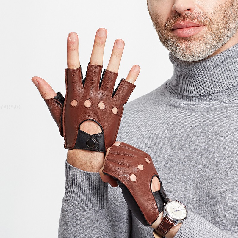 봄 남성용 100% 순수 가죽 반 손가락 얇은 장갑 남 - Leather Driving Glove 리뷰 및 가격