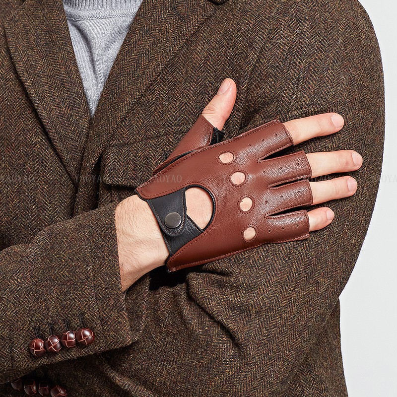 봄 남성용 100% 순수 가죽 반 손가락 얇은 장갑 남 - Leather Driving Glove 리뷰 및 가격