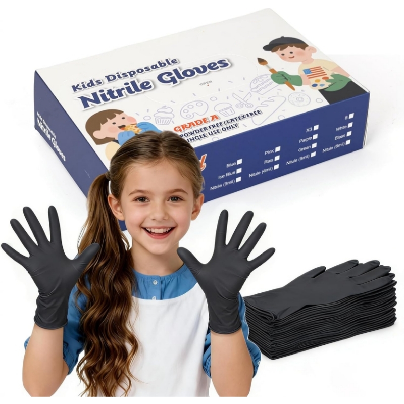 어린이용 검정색 니트릴 일회용 장갑 4-12세용 3.5 - Nitrile Mechanic Glove 리뷰 및 가격