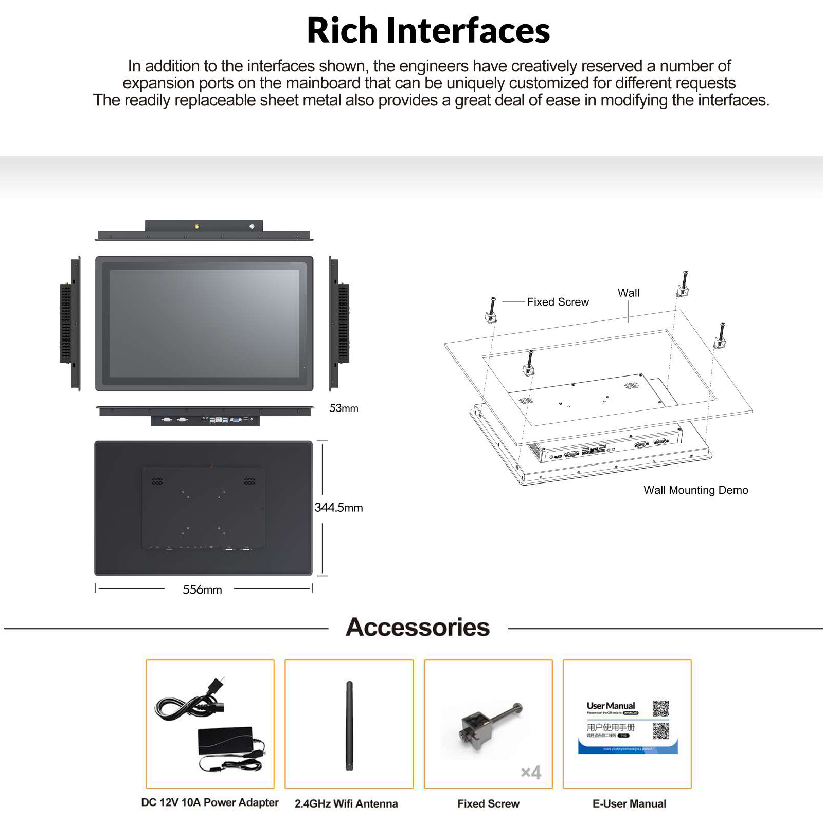 맞춤형 IP65 방수 팬리스 산업용 임베디드 벽걸이형  - Touchscreen Glove Capacitive 리뷰 및 가격