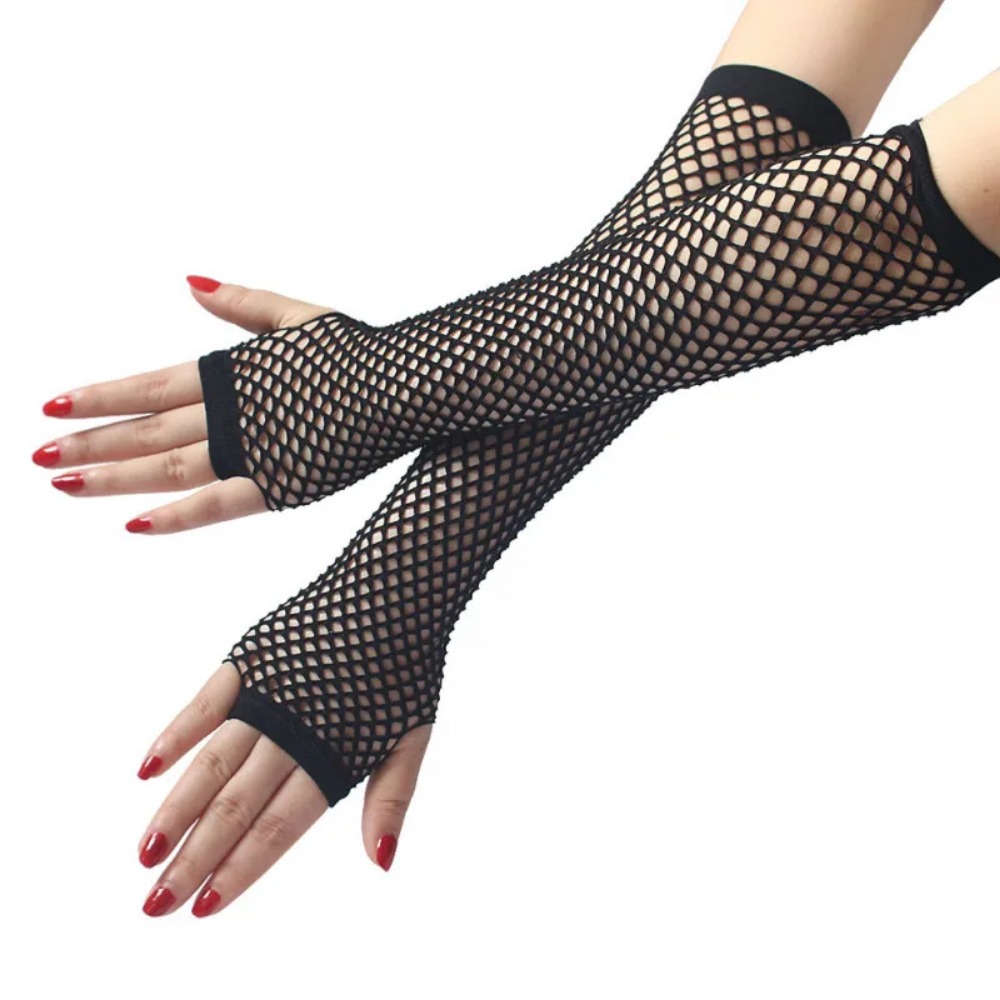 여성용 네온 피쉬넷 롱 핑거리스 장갑, 섹시한 팔 워머 - Fingerless Glove Knit 리뷰 및 가격