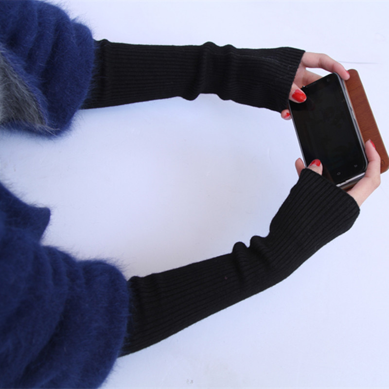 여성용 양모 팔 워머, 니트 모직 팔 슬리브, 솔리드  - Fingerless Glove Knit 리뷰 및 가격