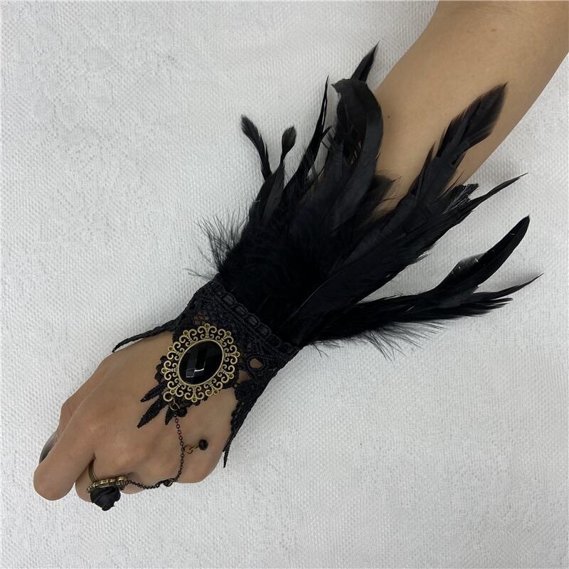 할로윈 깃털 레이스 장갑 핑거리스 미튼 고스 드레스,  - Motorcycle Glove Knuckle 리뷰 및 가격